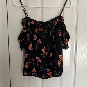 Sienna Sky Size Medium Womens Floral Black Off-Shoulder Top